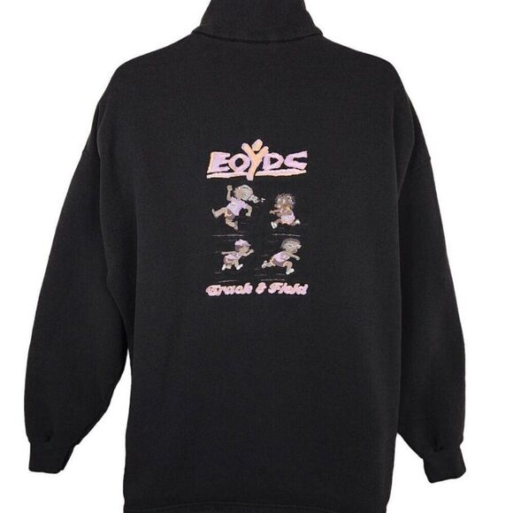 Vintage Oakland Track & Field Sweatshirt Mens Size XL Black EOYDC Mock Neck - Picture 1 of 6